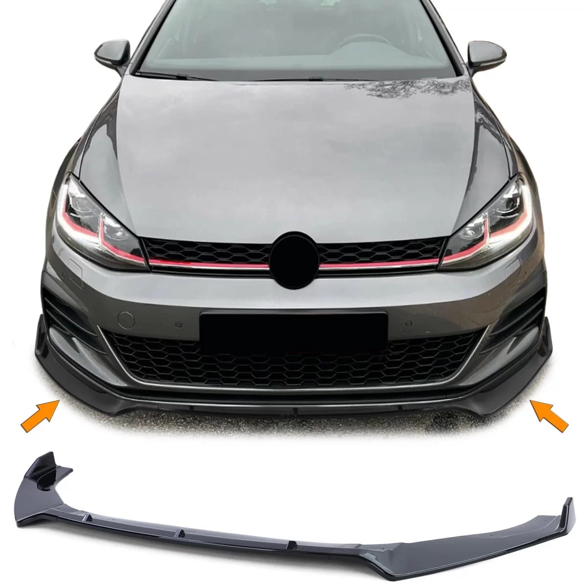 Лип спойлер черен с ABE за VW Golf 7 GTI 12-21