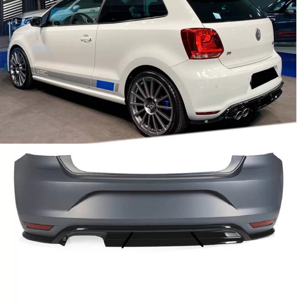 Задна броня визия WRC, подходяща за VW Polo 6R 09-17