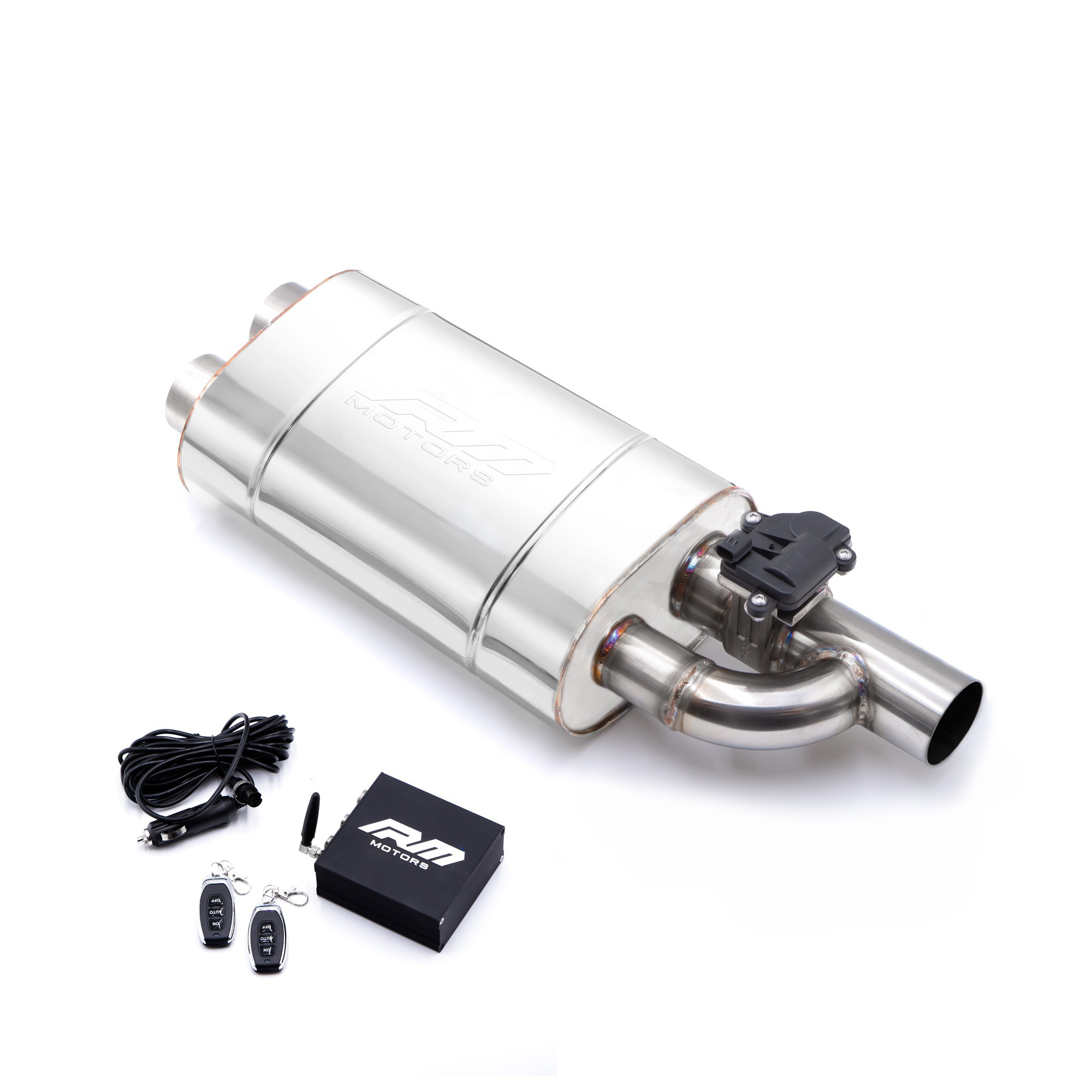straight-through-silencer-with-electric-valve-ev03 Ф63 ГЪРНЕ С ВГРАДЕНА ЕЛЕКТРИЧЕСКА КЛАПА НЕРЪЖДАЕМА СТОМАНА 1